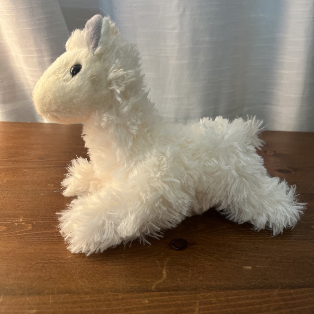 7"Aurora Mini Flopsies Llama cream Furry Plush - Picture 3 of 6